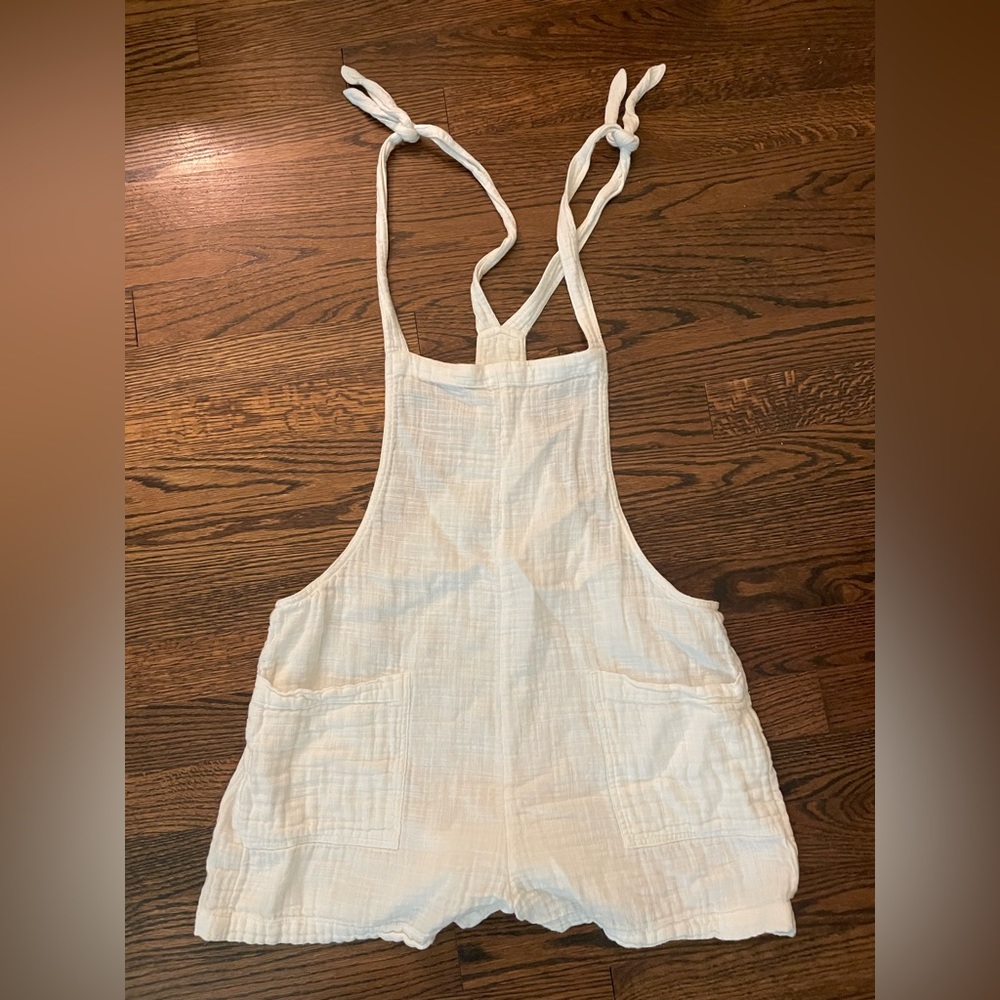 Aerie White Cotton Overalls Cover Up